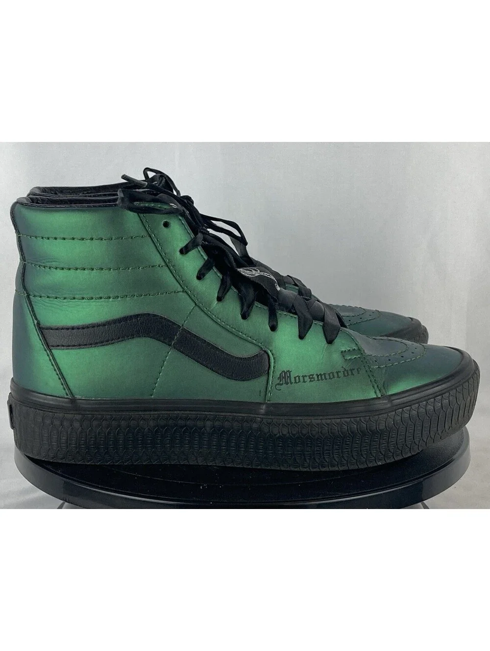 Men’s 7 / Women’s 8.5 Vans Sk8-Hi Harry Potter Slytherin Dark Mark Green Leather